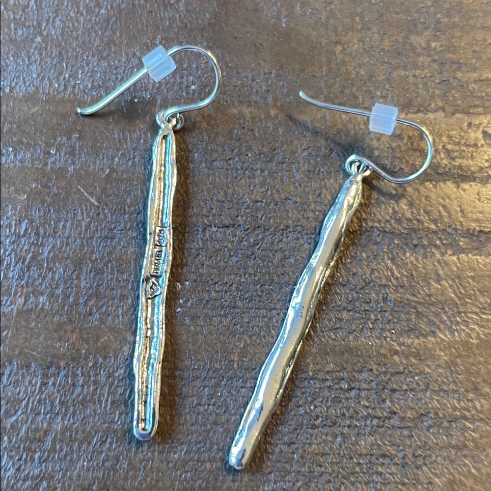 Silpada NIB stamped Silver Twig Drop Earrings minimalist, chic, elegant, unique